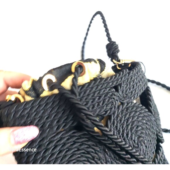 Versatile Hippie Hobo Cylindrical Black Bag Woven Cotton Boho Bucket Sack India - Picture 7 of 7